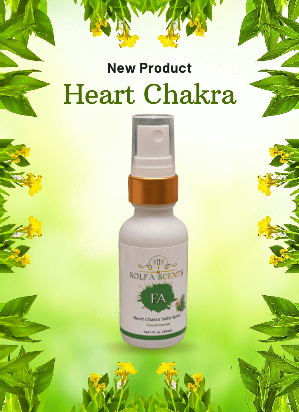 Front view of FA Heart chakra Solfa spray