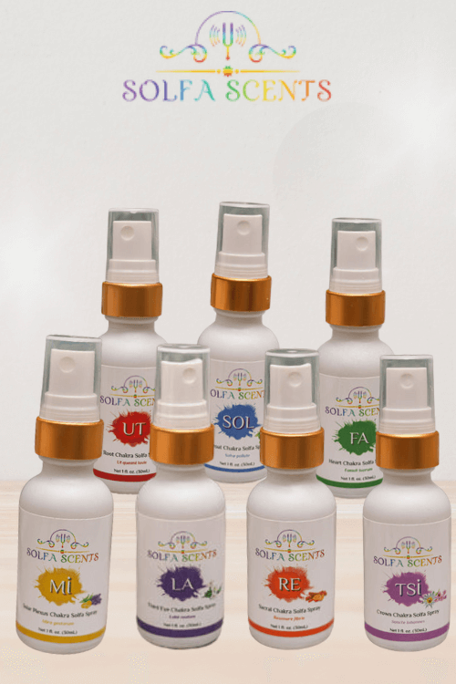 FULL SET includes all SEVEN Solfeggio Frequency Chakra Balancing Fine Mist Sprays. 30mL bottles each.