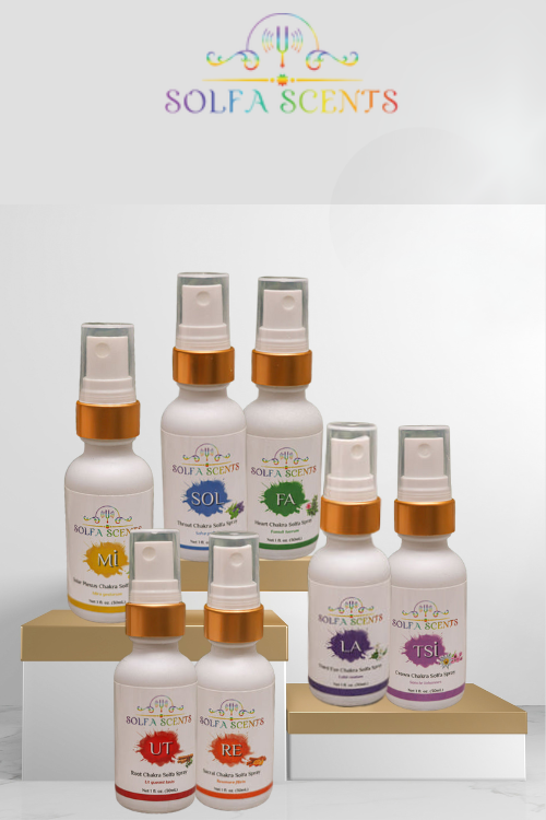 FULL SET includes all SEVEN Solfeggio Frequency Chakra Balancing Fine Mist Sprays. 30mL bottles each.